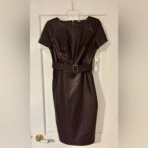Calvin Klein Dark Espresso faux leather dress. NWT